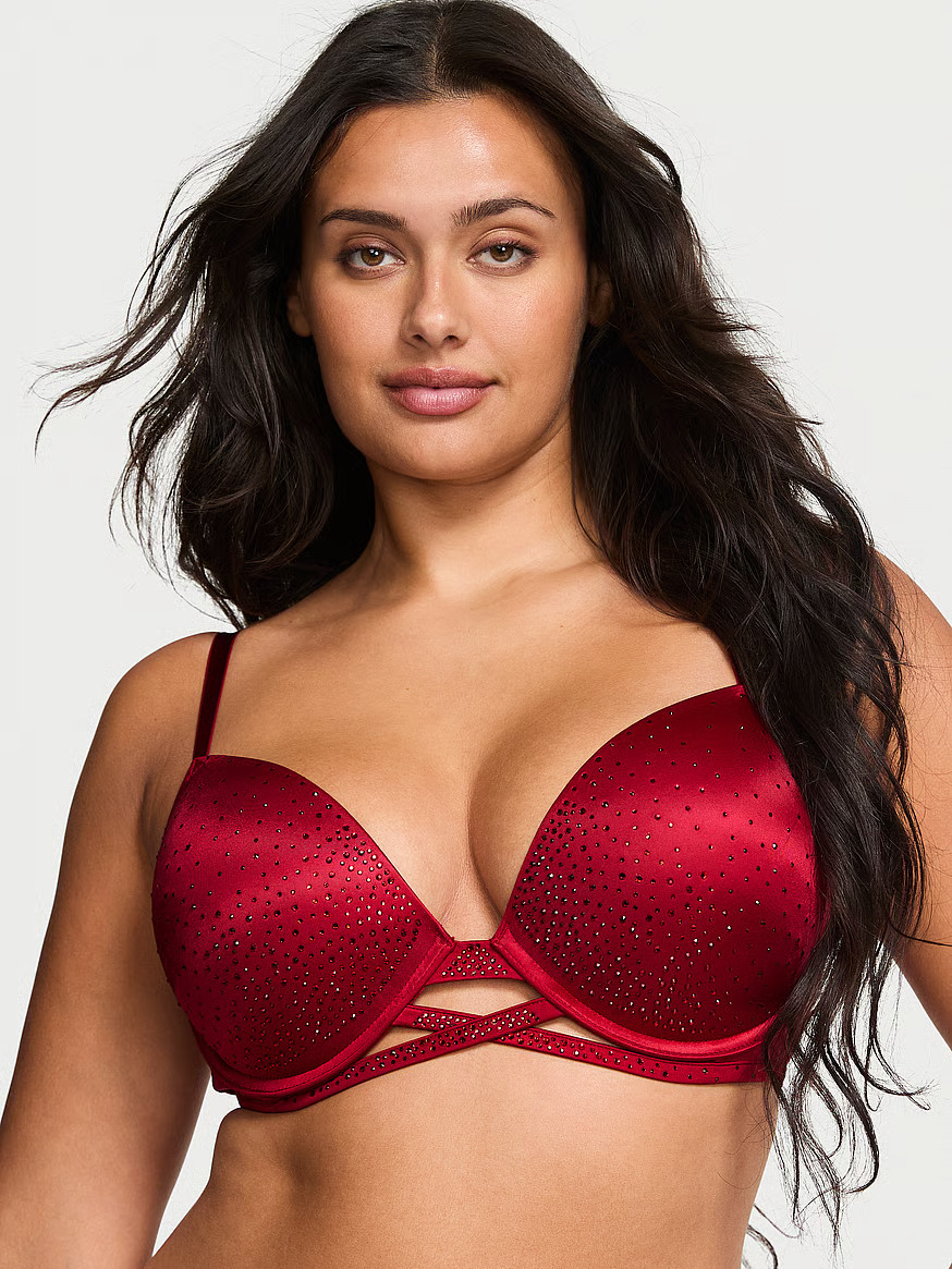 Buy Sparkle Crystal Shine Cradle Push-Up Bra, Red Lacquer - Order Bras online - Victoria's Secret... | Victoria's Secret (US / CA )