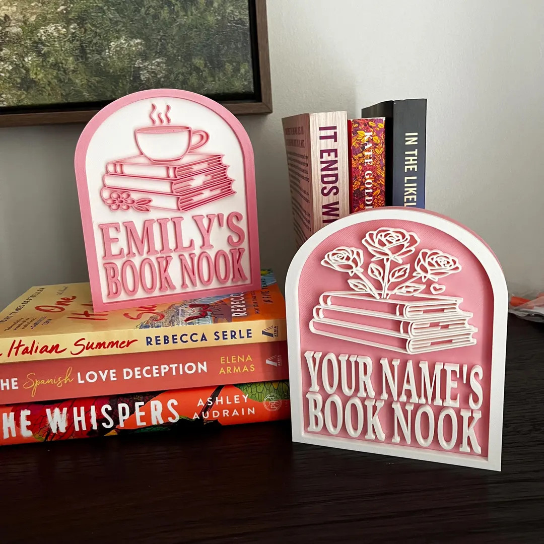 Personalized Book Nook Sign, Custom Bookshelf Sign for Library, Bookish Decor, Book Lover Gift, R... | Etsy (US)