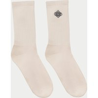 Embroidered Emblem Sports Sock - Offwhite | The Couture Club