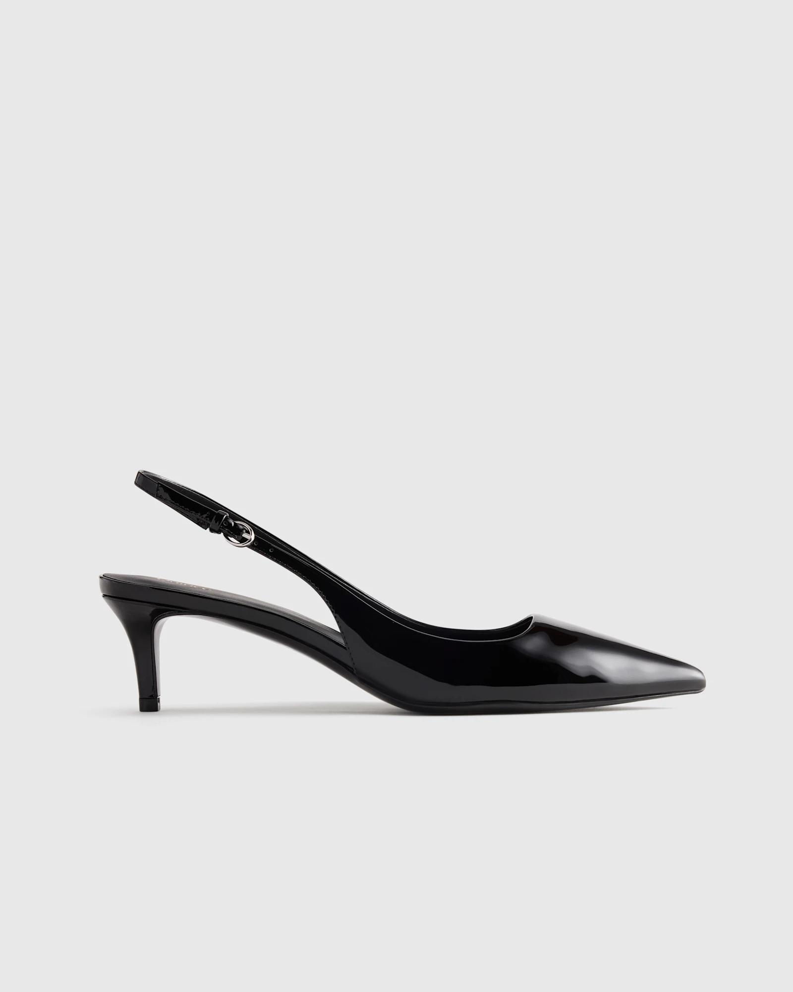Quince | Women's Italian Leather 55mm Slingback Pump in Black Patent, Size 5.5 | Quince