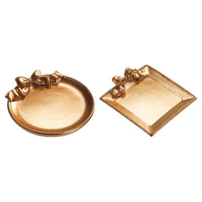 Unique Bargains Mini Vintage Decorative Resin Bow-Knot Jewelry Tray 2 Pcs Rose Gold | Target