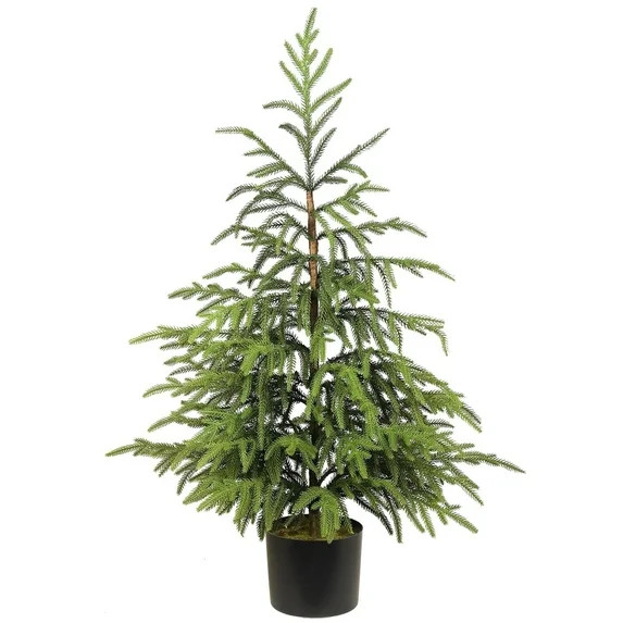 TETOU 3Ft Norfolk Pine Christmas Tree, Artificial Green Norfolk Pine Tree with Pot, Faux Potted P... | Walmart (US)