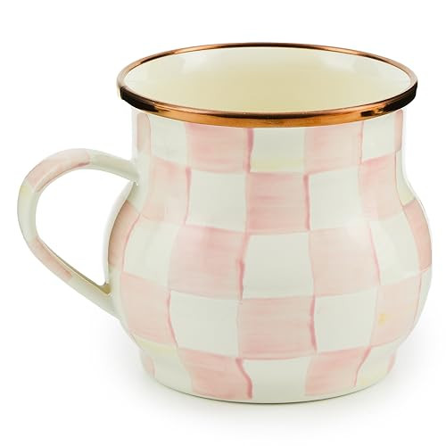 MACKENZIE-CHILDS Enamel Mug, Cute Enamelware Coffee Mug or Tea Mug, 16 Ounces, Unique Drinkware, Rosy Check | Amazon (US)