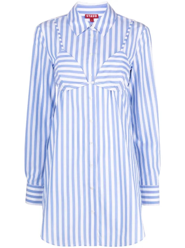 STAUD Alita Striped Poplin Shirtdress - Farfetch | Farfetch Global