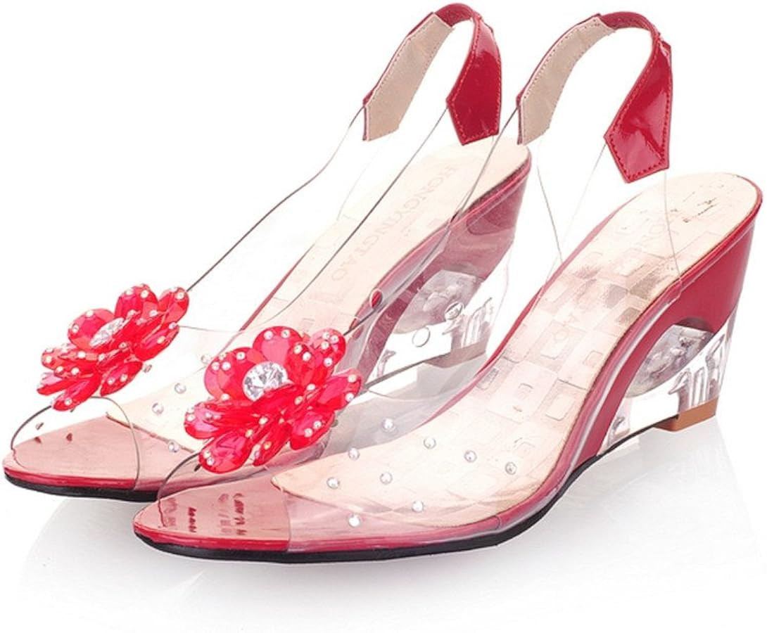 MFairy Wedge Heel Jelly Shoes Spring/Summer Low Heel Sandals | Amazon (US)