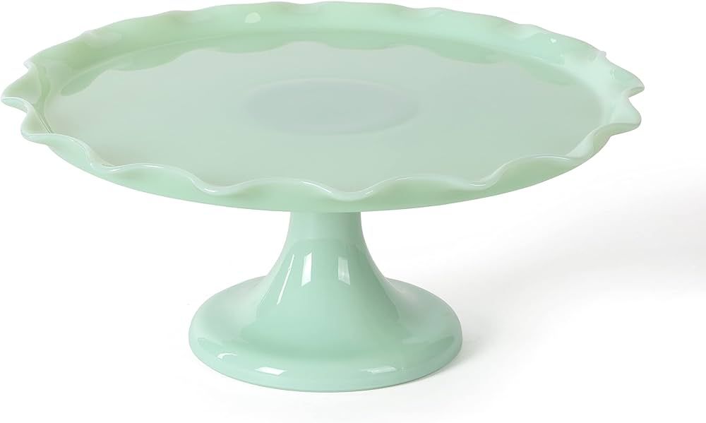 Martha Stewart Highbrook 11" Handmade Jadeite Glass Cake Stand - Ruffle Trim | Amazon (US)