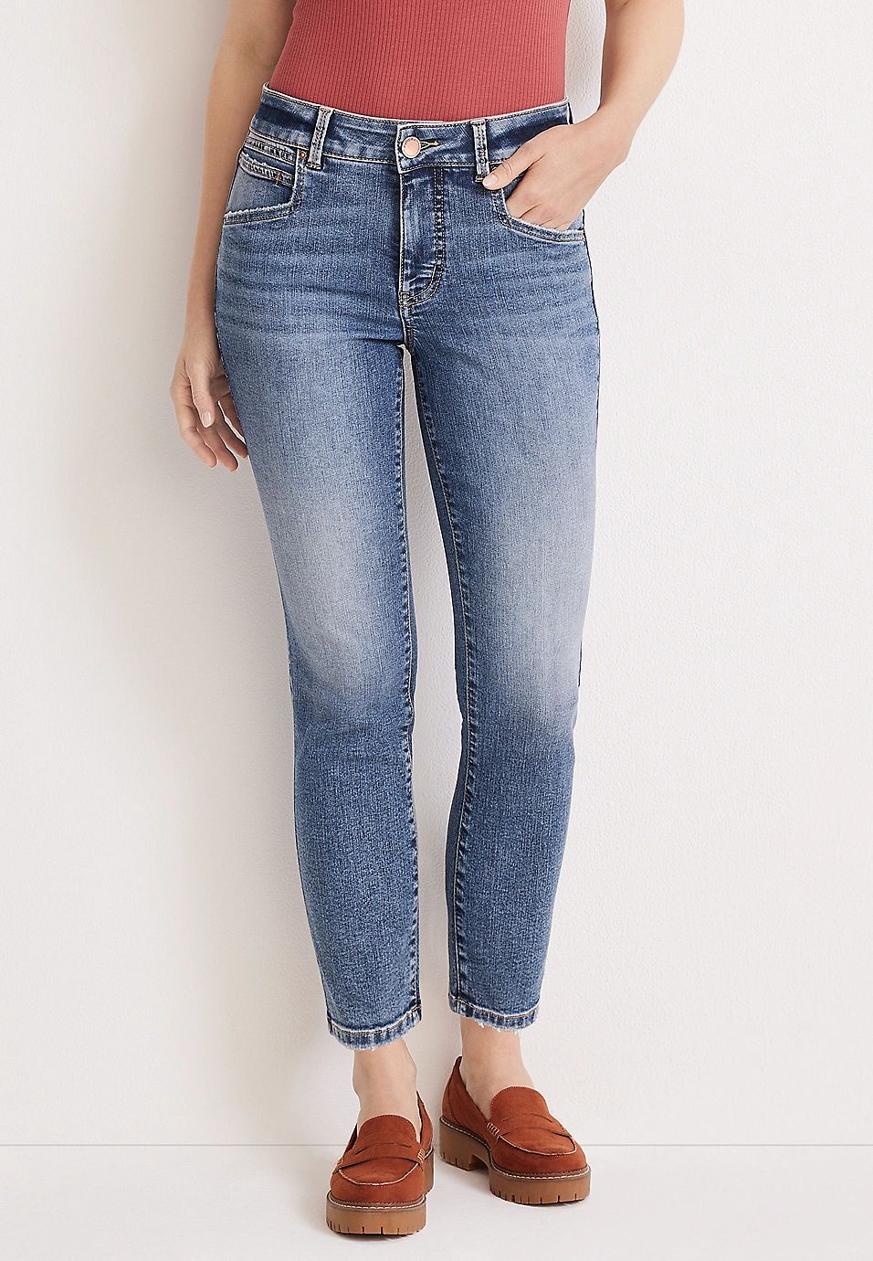 m jeans by maurices™ Everflex™ Slim Straight High Rise Ankle Jean | Maurices