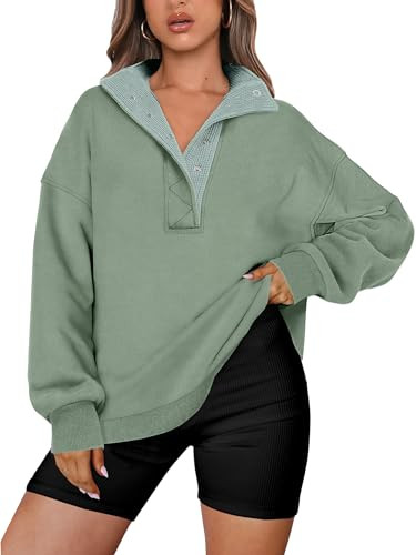 ANRABESS Womens Oversized Sweatshirt Long Sleeve Henley Pullover Tops 2025 Fall Casual Button Loo... | Amazon (US)