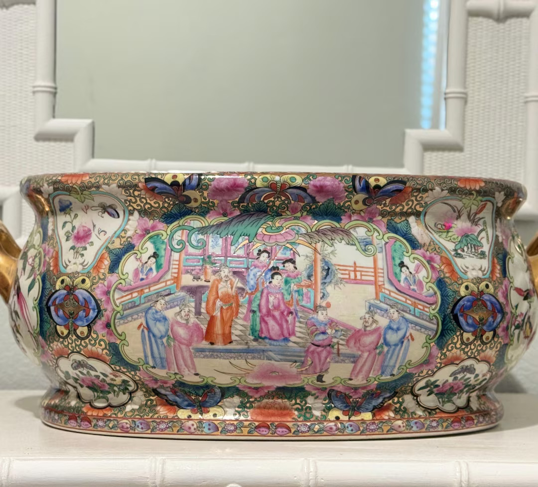 This Rose Medallion foot bath is a showstopper!  22” gold handle to gold handle!  Full of gorge... | Etsy (US)