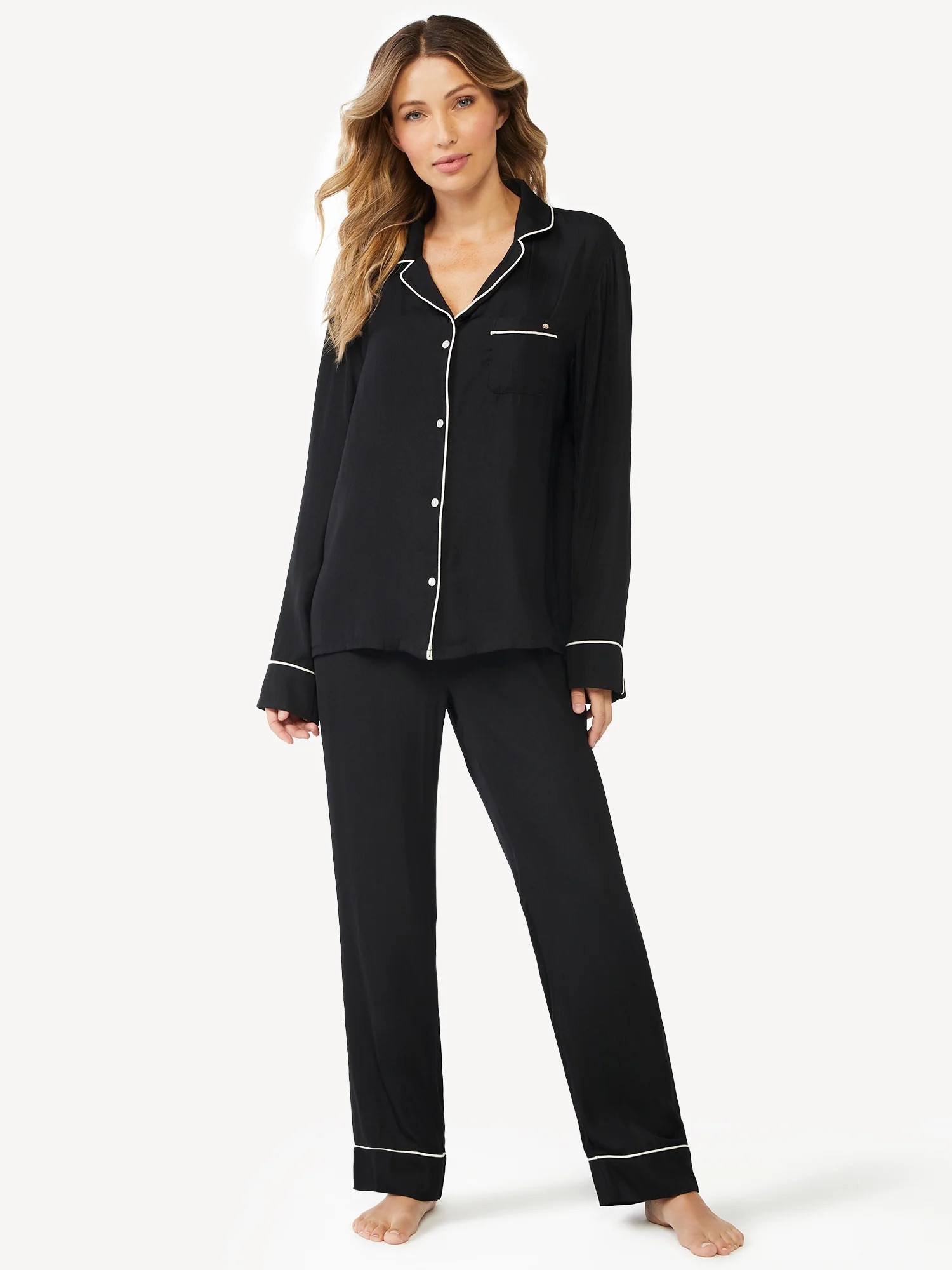 Sofia Intimates by Sofia Vergara Women's Satin Shirt and Pants Pajama Set, 2-Piece - Walmart.com | Walmart (US)