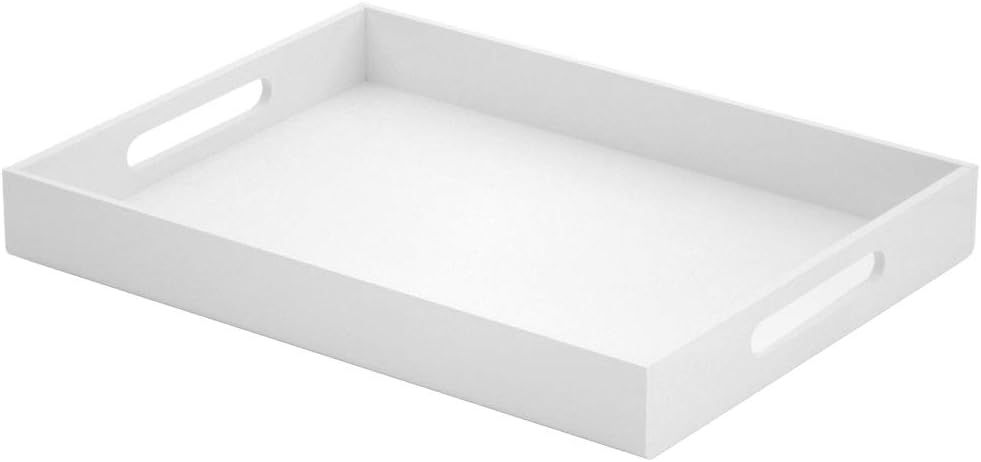 NIUBEE Acrylic Serving Tray 12x16 Inches -Spill Proof- White Decorative Tray Organiser for Ottoma... | Amazon (US)