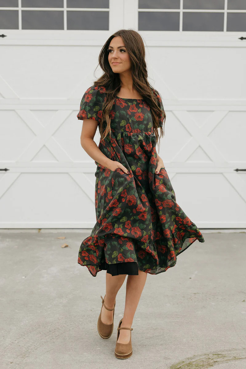 Grandview Dress-Black Floral | Love Olive Co