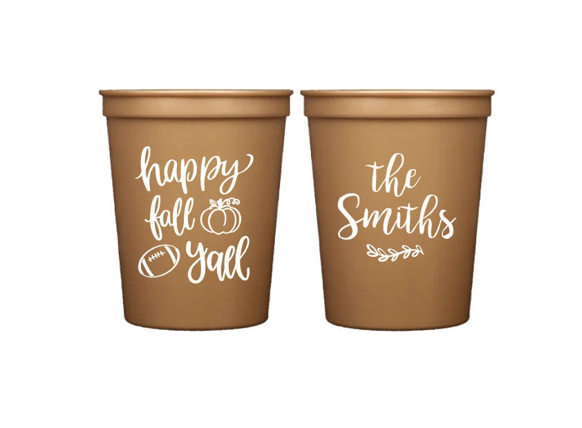 Happy fall yall, Happy fall cups, Fall pumpkin cups, Football tailgating cups, Football party, Pumpkin cups, Personalized plastic cups | Etsy (Global)