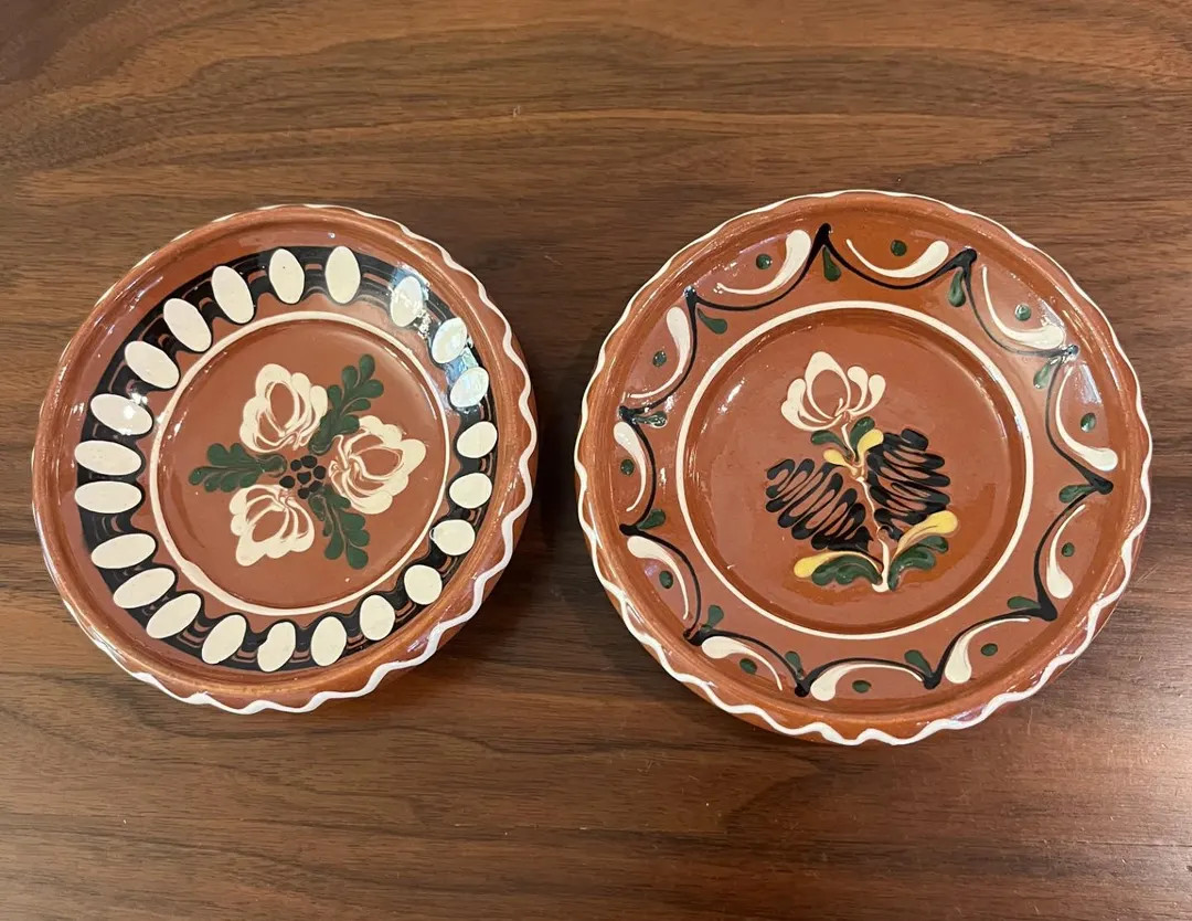 Two Hand-painted Hungarian Folk Pottery Plates With Floral Motifs - Etsy | Etsy (US)