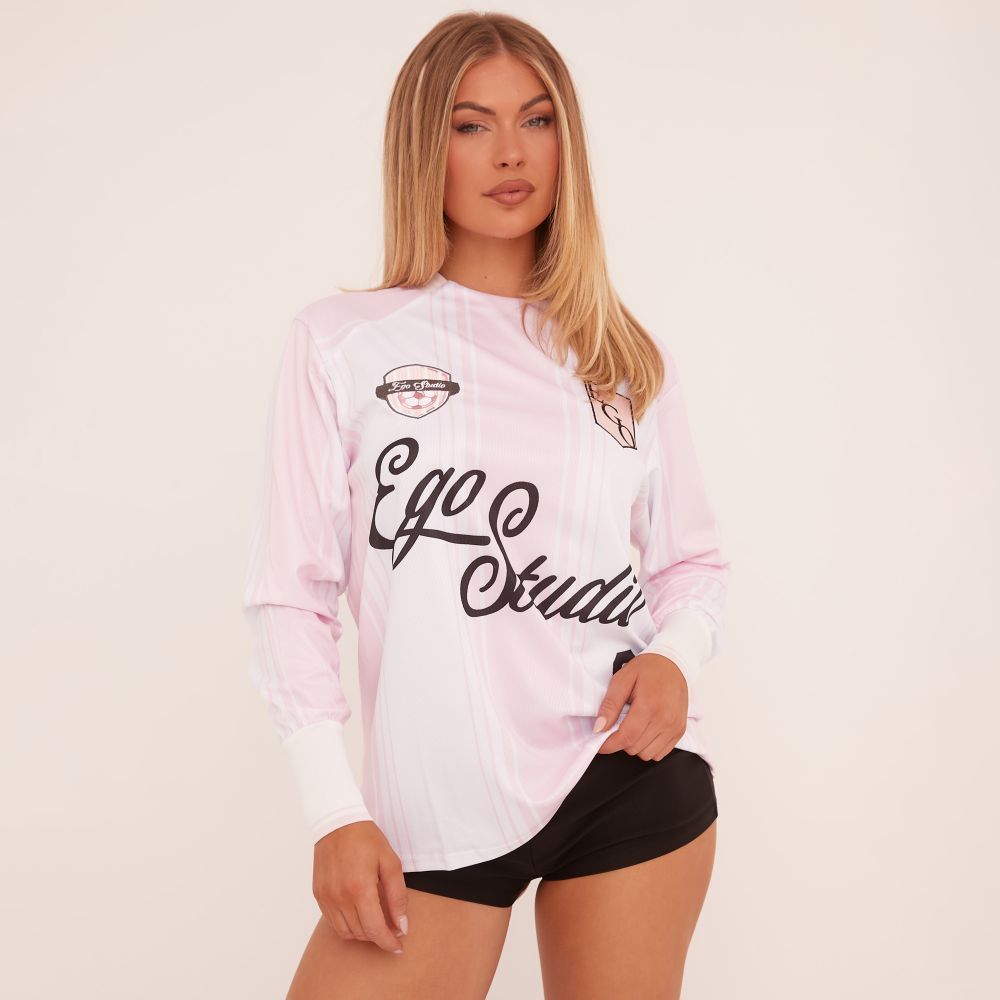 Long Sleeve Ego Studio Football Top In Pink Stripe | EGO Shoes (US & Canada)