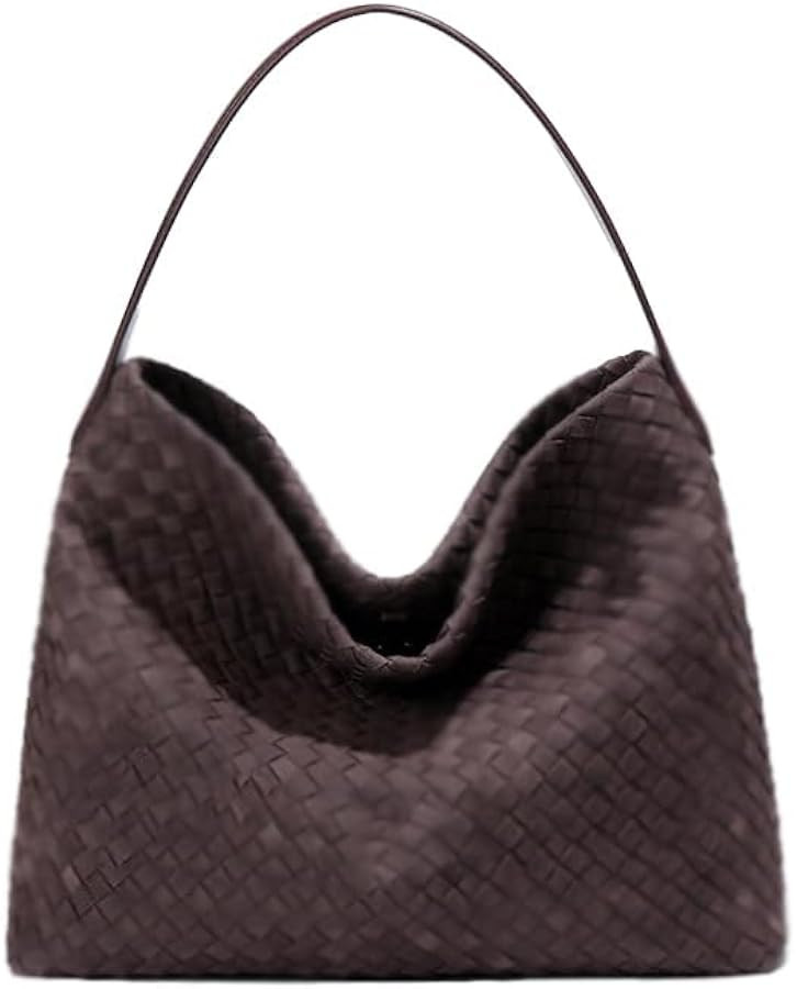Women's Woven Shoulder Bag Handbags PU Leather Tote Bag Top-handle Shoulder Bag Soft Vegan Undera... | Amazon (US)