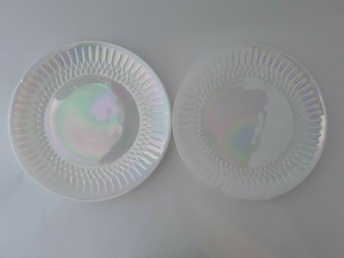 FEDERAL GLASS WHITE MOON GLOW IRIDESCENT 9-3/4" DINNER PLATES SET 2 - C4  | eBay | eBay US