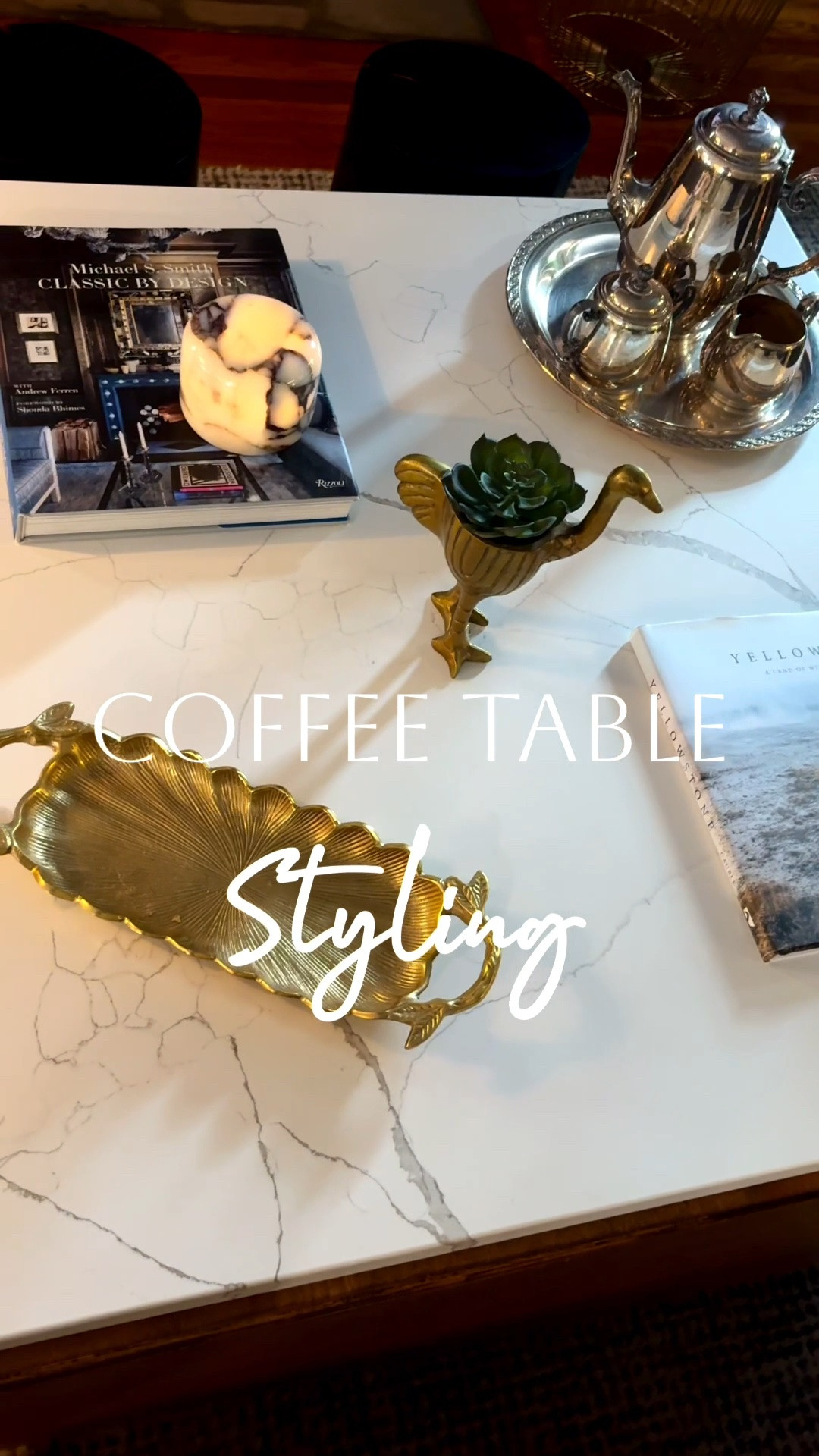 Put your feet up. Place your glass of wine down. Coffee tables are multi-functional and their design should be, too. A little marble mood light, books to inspire, great-grandmother’s tea set and a bit of fun.

#LTKHome