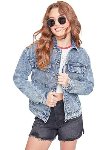 YM Jeans Women's Oversized Utility Denim Jacket, 169M1, S | Amazon (US)
