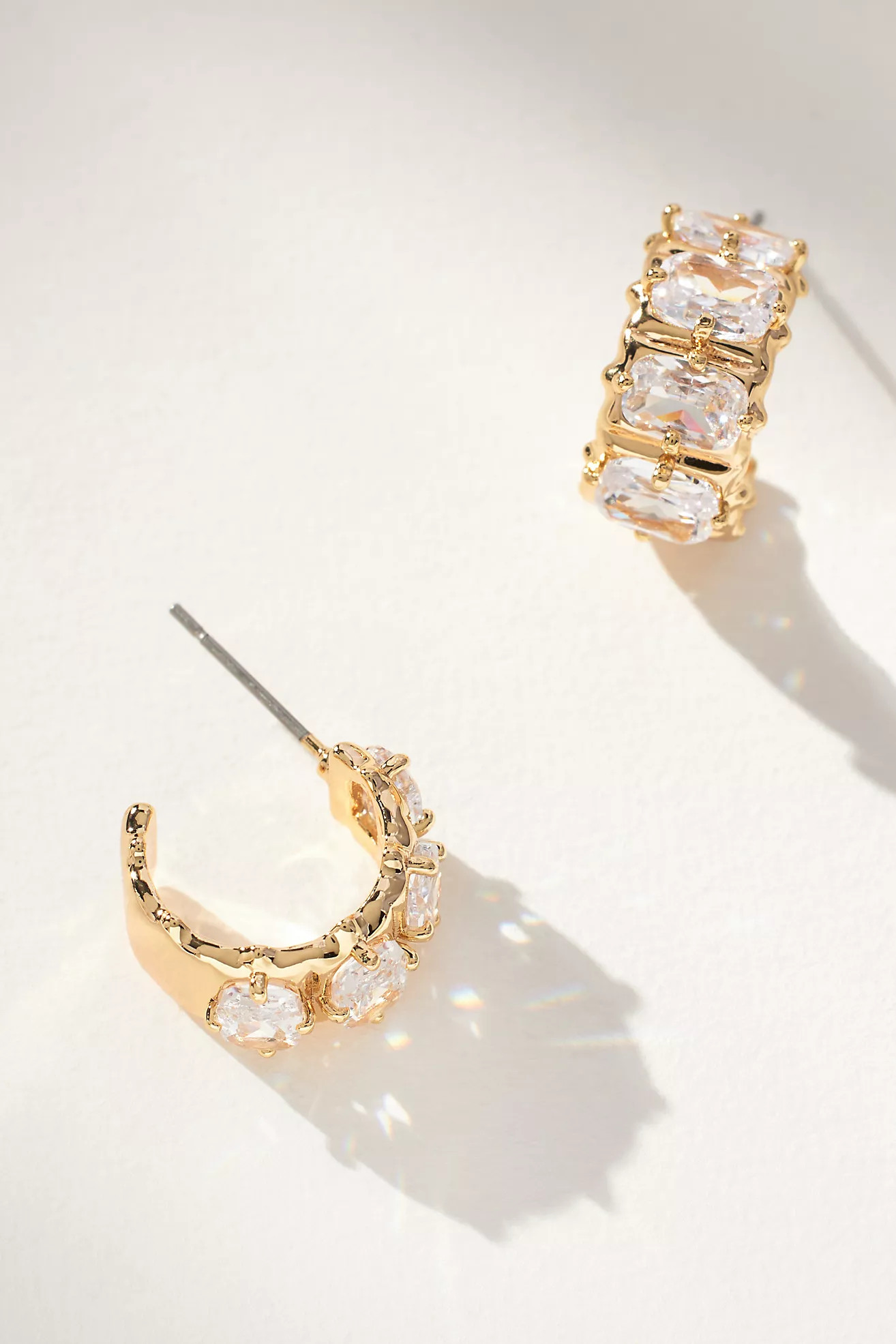 Crystal Baguette Huggie Hoop Earrings | Anthropologie (US)