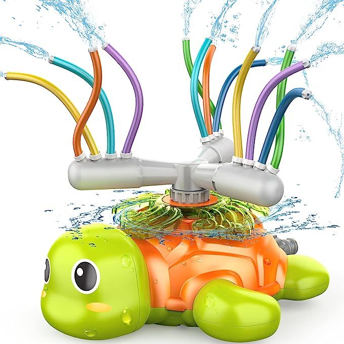 SAOCOOL Sprinkler for Kids Outdoor Play, Water Toys Spinning Turtle Sprinklers with 12 Wiggle Tub... | Amazon (US)