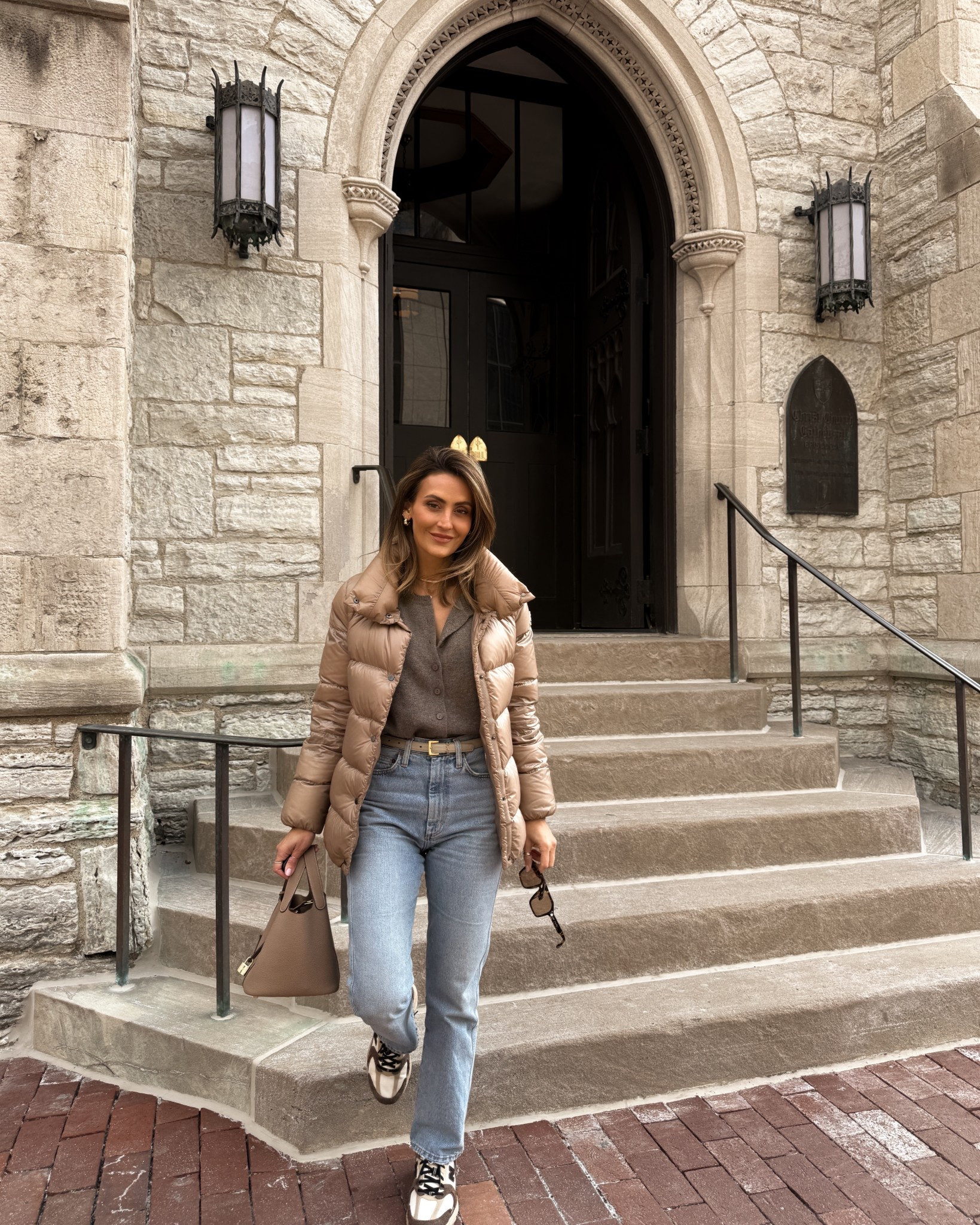 Puffer jacket and jeans kinda Monday! 
Linking a few more options for this jacket, these jeans have the best classic fit with straight leg and high waist. Run large /25 
Cashmere cardi is the softest and have worn this puffer jacket sooo much since I snagged almost 2 years ago! Size 1
Bag under $100 

#LTKStyleTip #LTKFindsUnder100 #LTKItBag