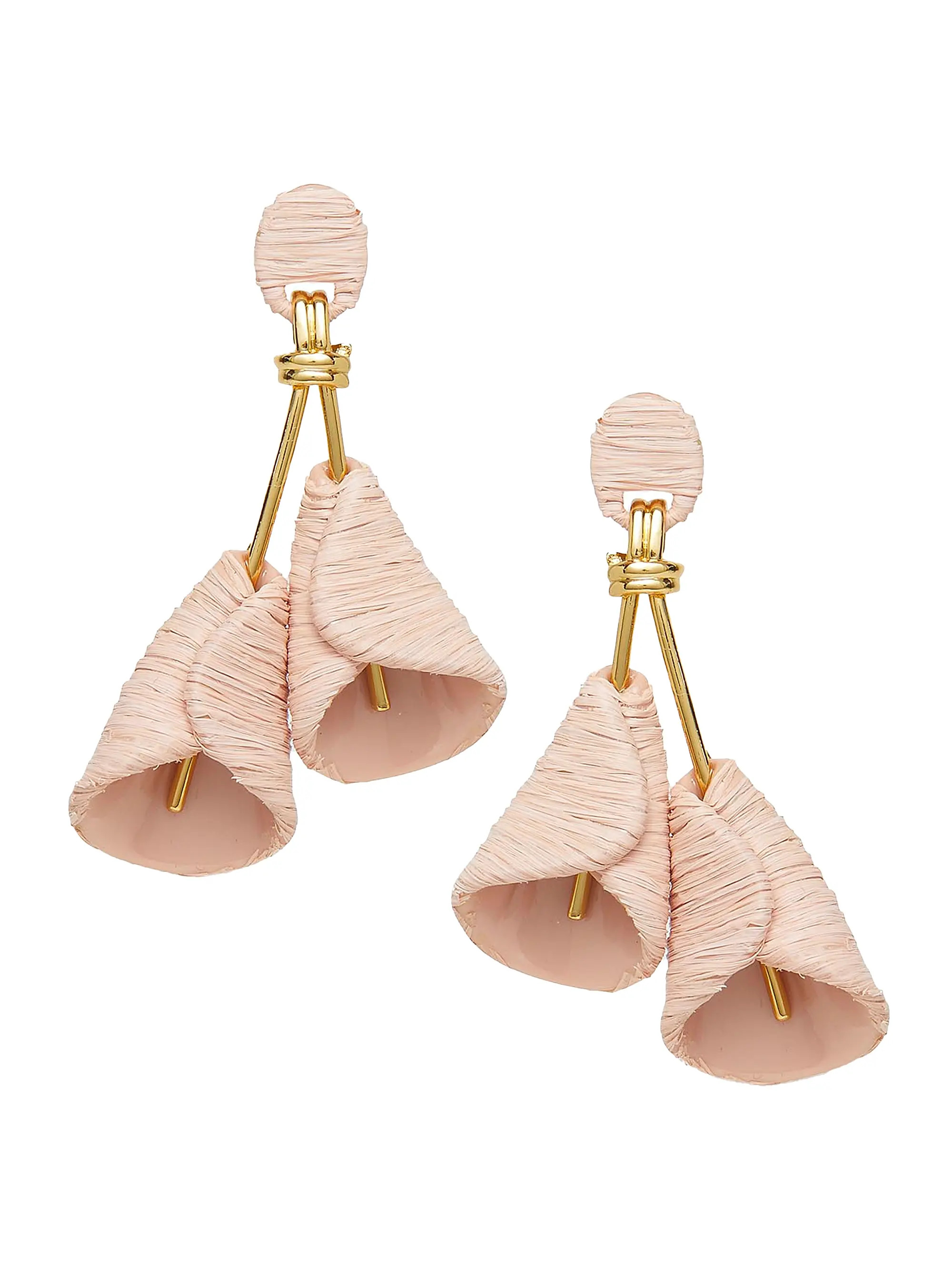 Calla Lily 14K-Gold-Plated & Raffia Drop Earrings | Saks Fifth Avenue