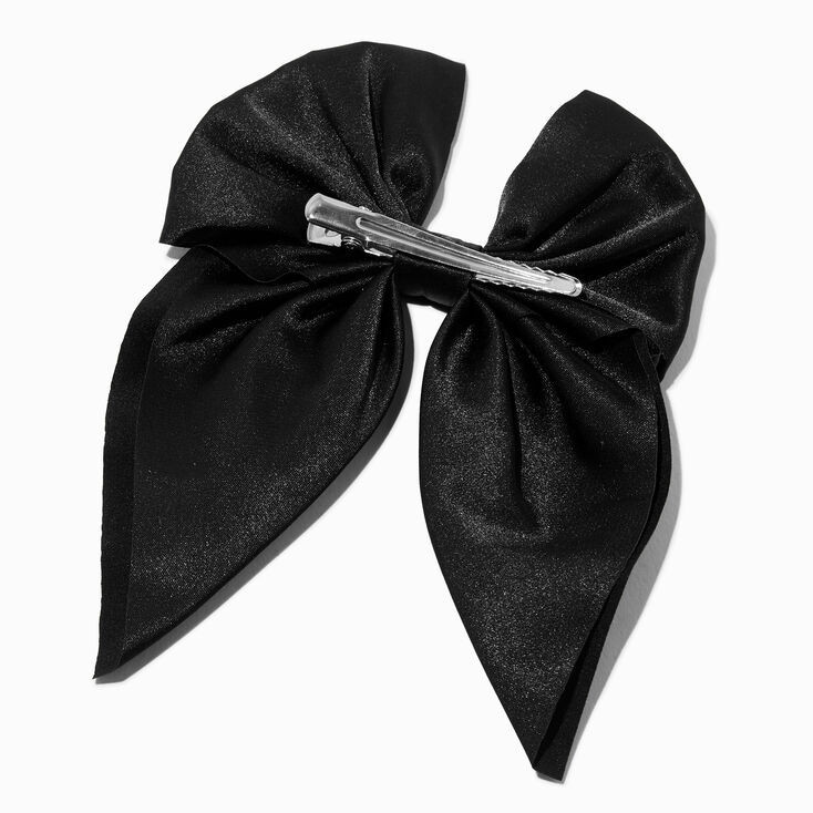 Black Satin Bow Barrette Hair Clip | Claire's (US)