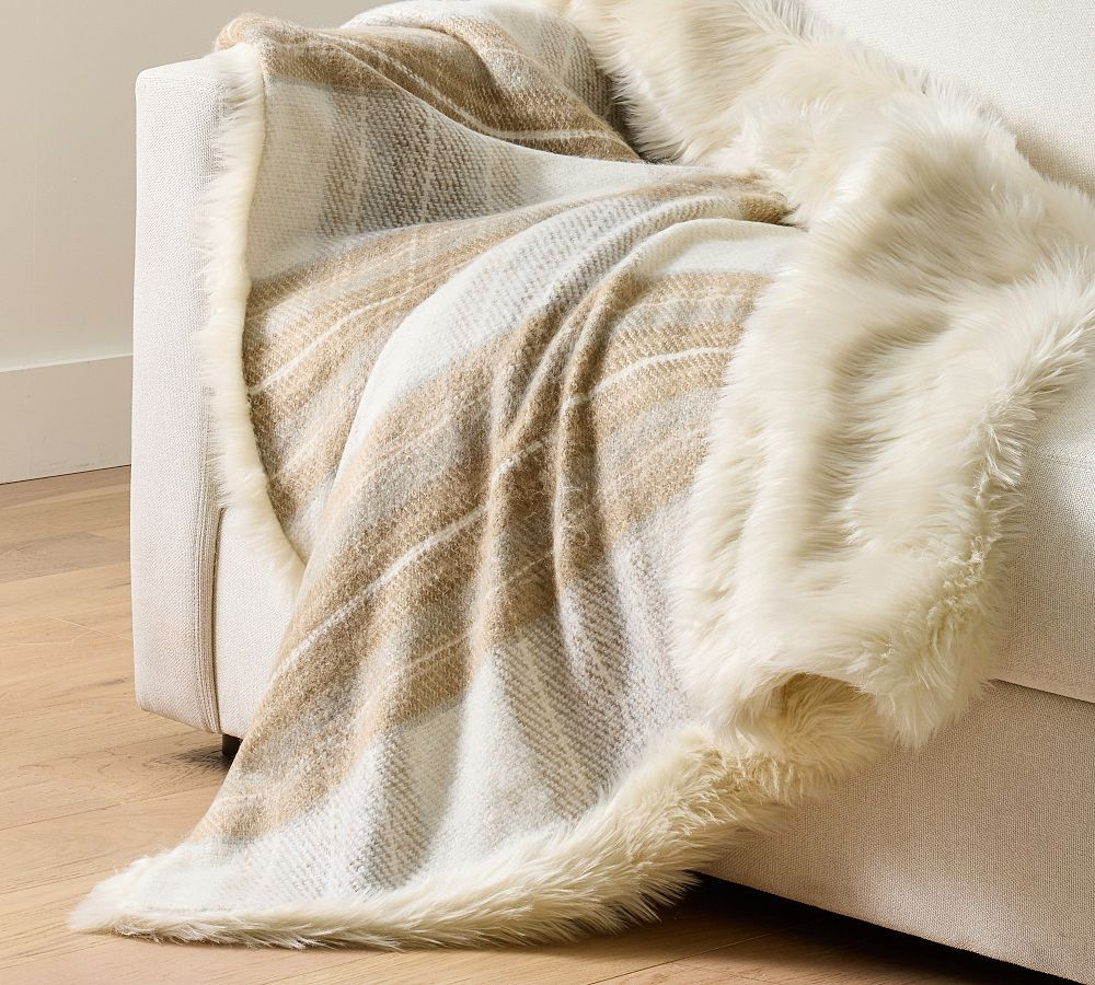 Stewart Plaid Faux Fur Back Throw | Pottery Barn (US)