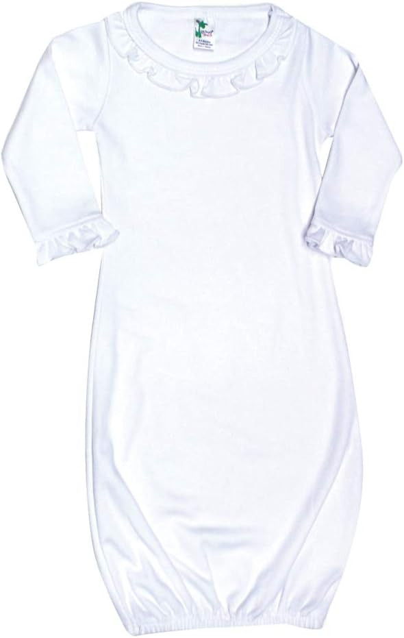 Laughing Giraffe Baby Blank Long Sleeve Ruffle-Trim Sleeper Gown White (0-3 Months -3807) | Amazon (US)