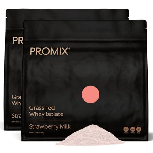 ProMix Nutrition Whey Protein Isolate Powder, 31g Grass Fed Whey Isolate, 6.6g BCAAs, Gluten Free, Keto Friendly, Strawberry, 5lb | Amazon (US)