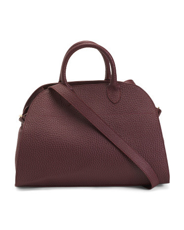 Made In Italy Leather Gusseted Satchel | TJ Maxx