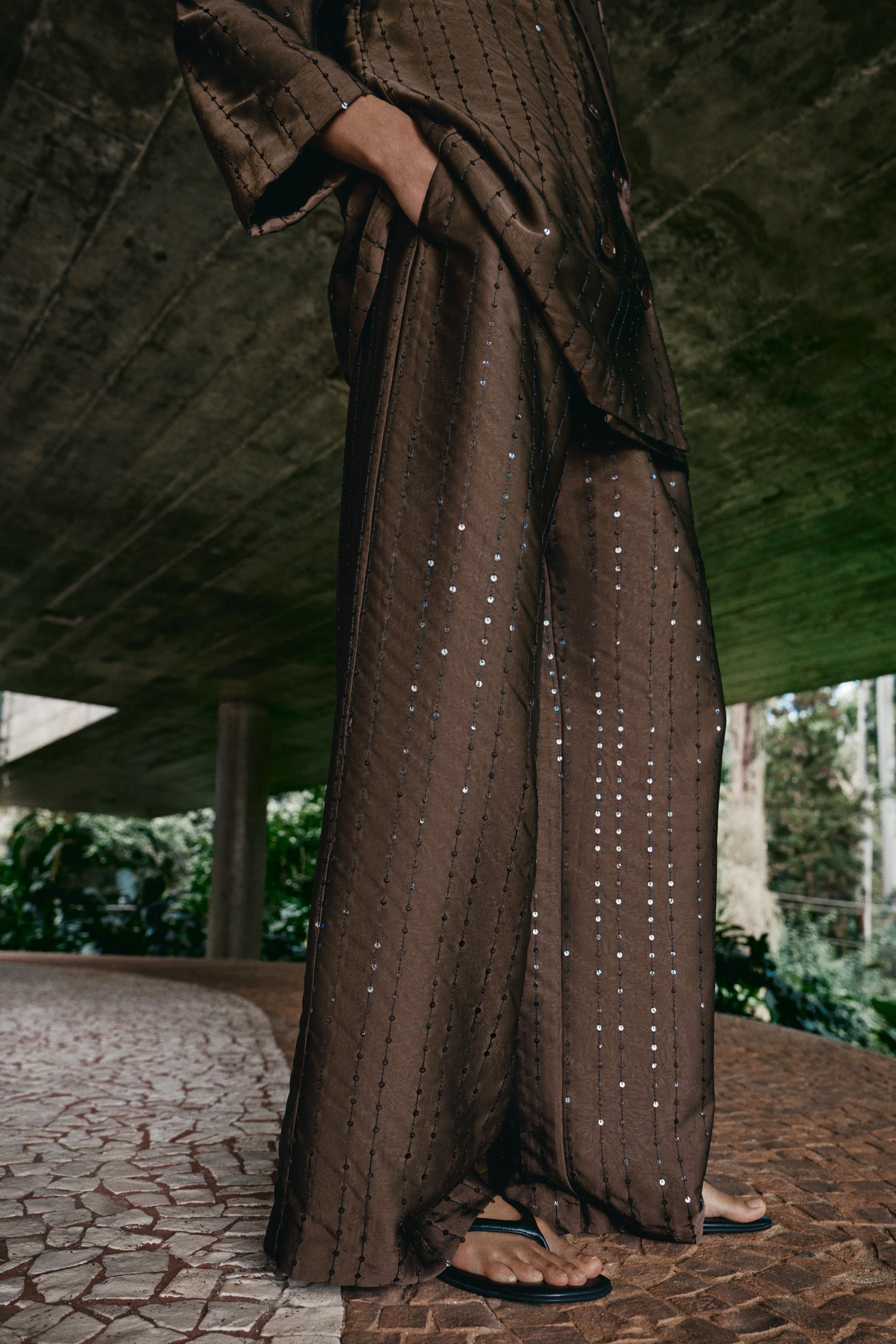SEQUIN FLOWING TROUSERS | Zara UK