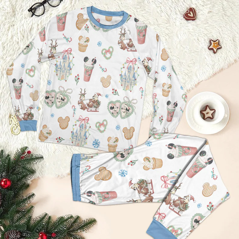 Retro Mickey Minnie Santa Christmas Vibes Pajamas Set, Chip N Dale Coquette Bow Pjs, Dashing Thro... | Etsy (US)