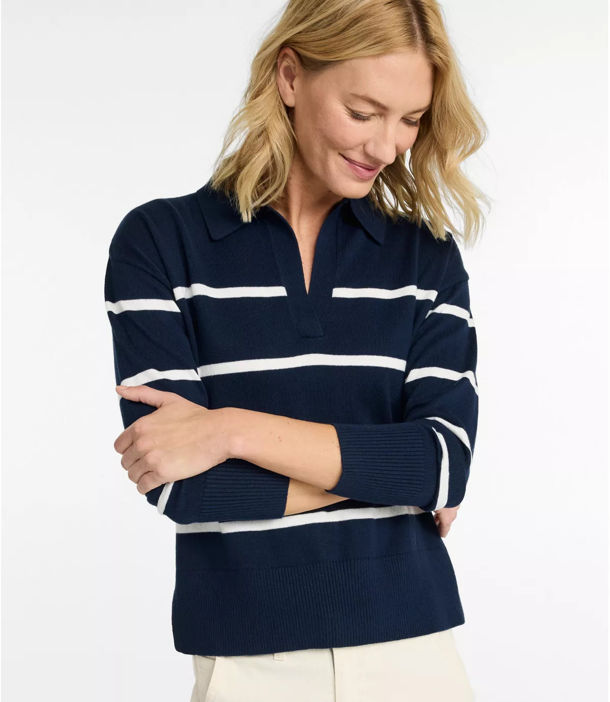 Women's Cotton/Cashmere Sweater, Polo Stripe | L.L. Bean
