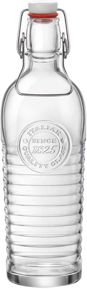 Bormioli Rocco Officina Water Bottle | 37.25 oz, Italian Glass Pitcher | Airtight Seal & Metal Cl... | Amazon (US)