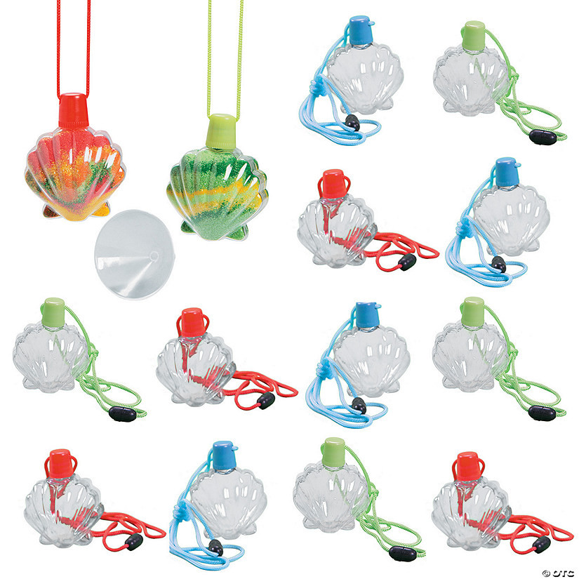 2" x 2 3/4" Sea Shell Sand Art Plastic Bottle Necklaces - 12 Pc. | Oriental Trading Company