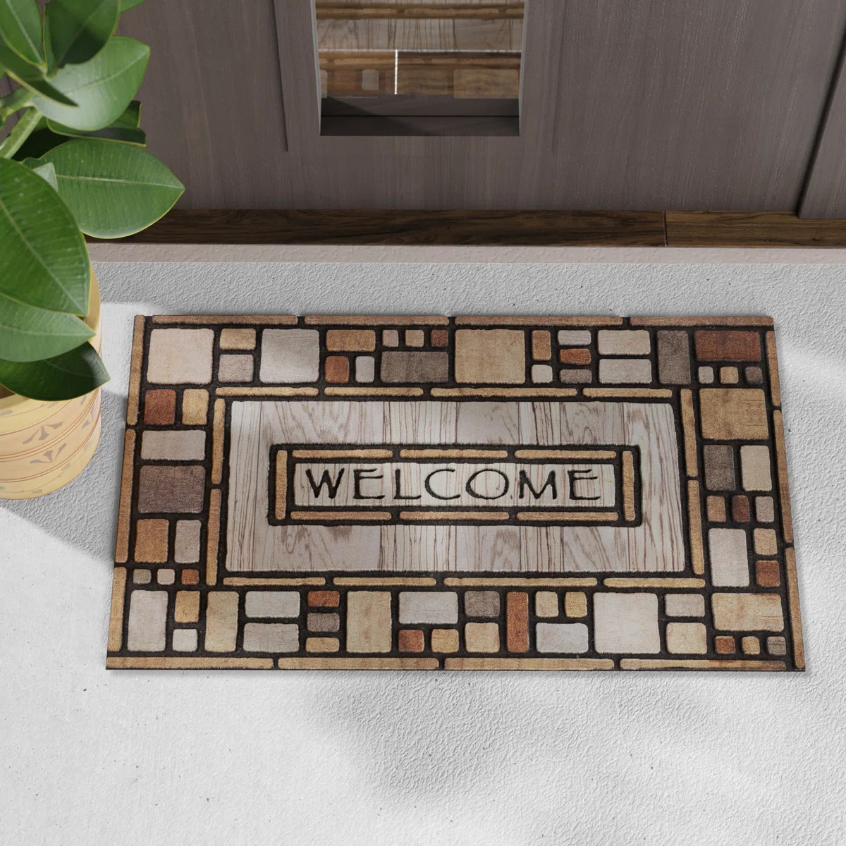 Loon Peak® Croll Welcome Tile Walkway Recycled Rubber All Weather Non-Slip Outdoor Door Mat & Re... | Wayfair North America