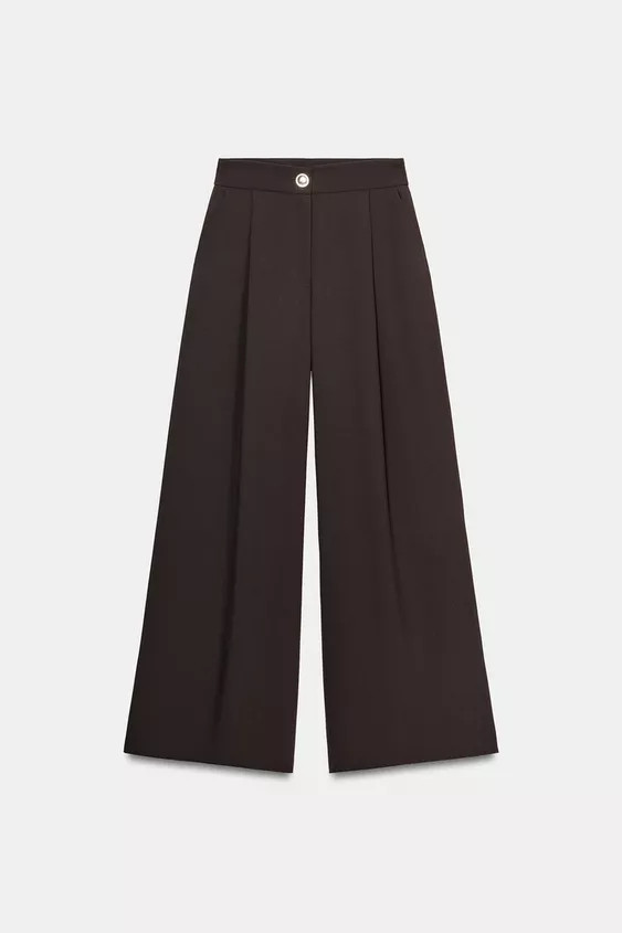 PALAZZO TROUSERS WITH GOLDEN BUTTON | Zara UK