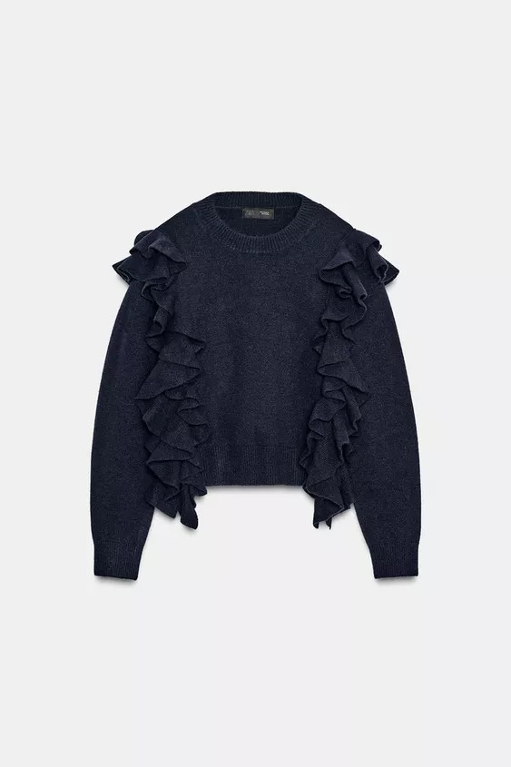 STICKAD TRÖJA MED VOLANGER | Zara US
