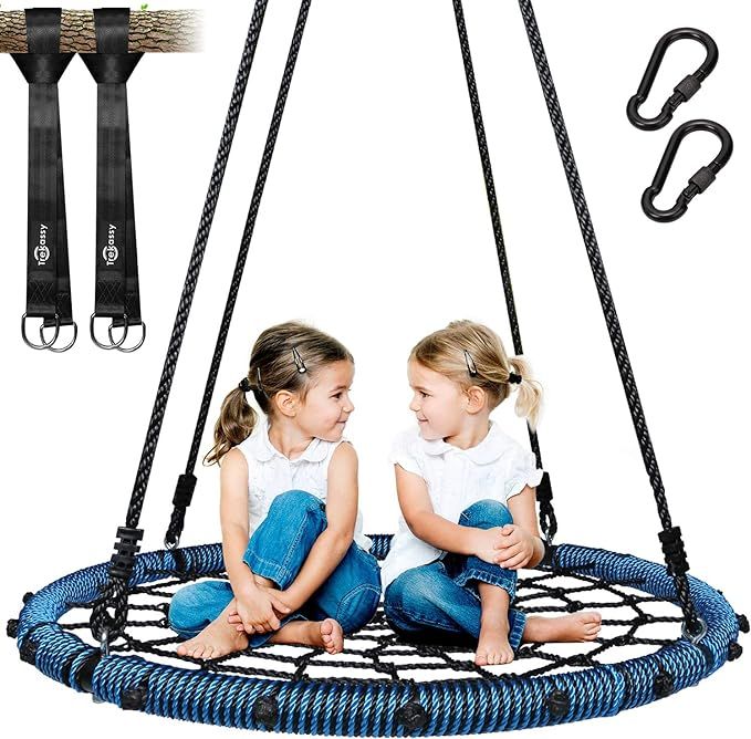 Trekassy 750 lb Spider Web Swing 40 inch for Tree Kids with Steel Frame and 2 Hanging Straps | Amazon (US)