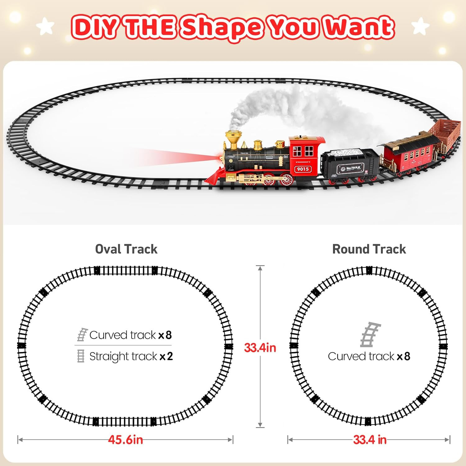 Hot Bee Train Set - Christmas Tree Train Toys for Boys with Smokes, Lights and Sound, Toy Train S... | Amazon (US)