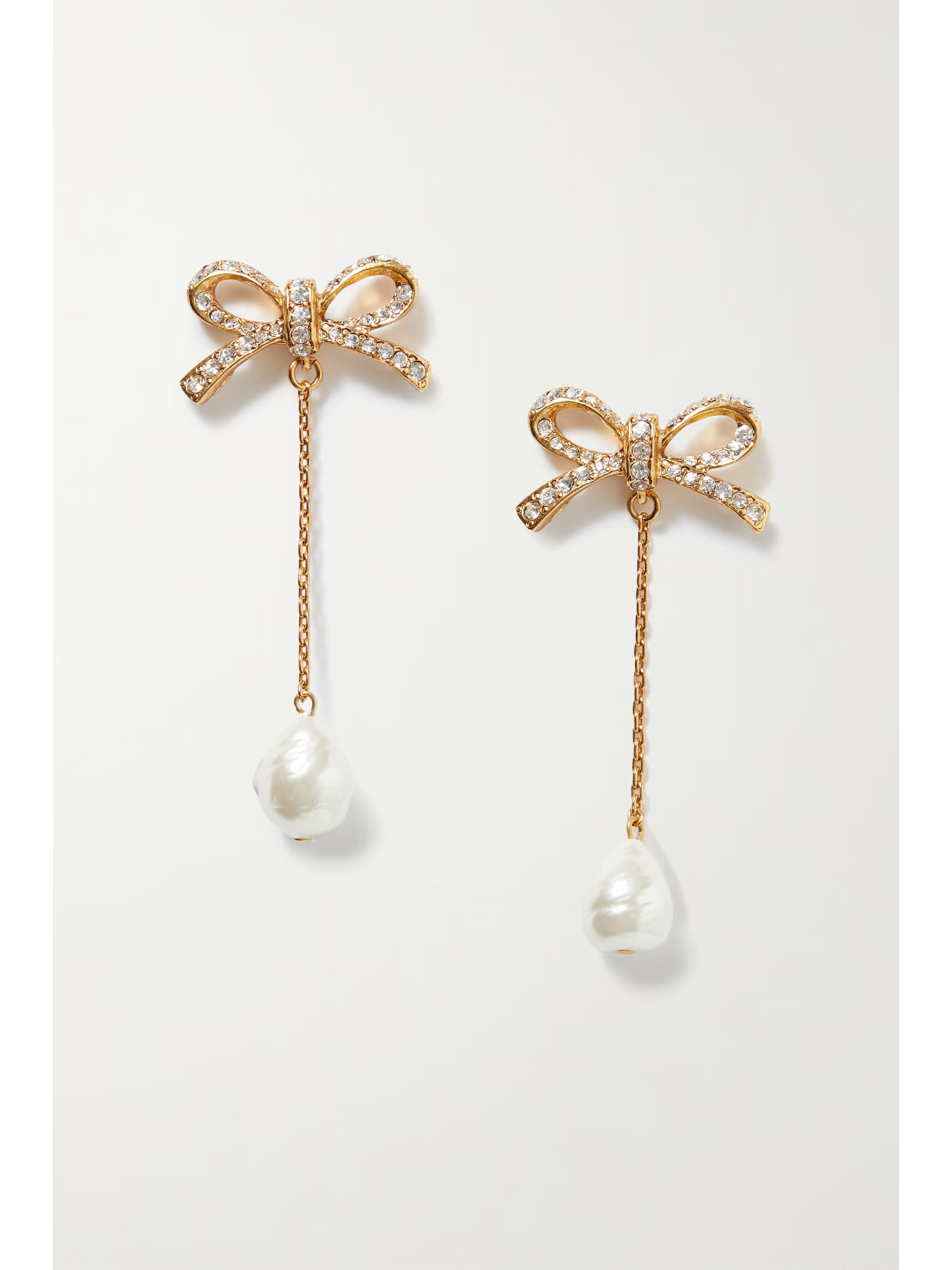 OSCAR DE LA RENTAGold-tone, Swarovski crystal and faux pearl earrings | NET-A-PORTER (US)