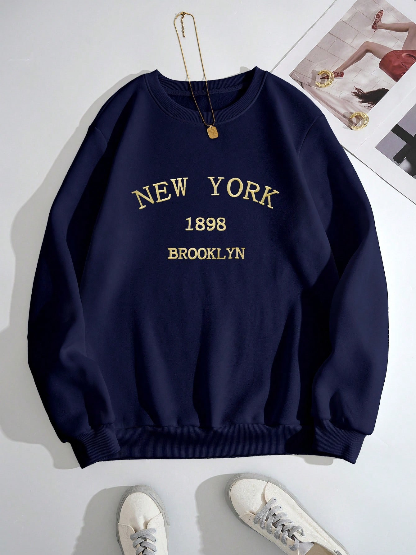 Letter Embroidery Thermal Lined Sweatshirt | SHEIN