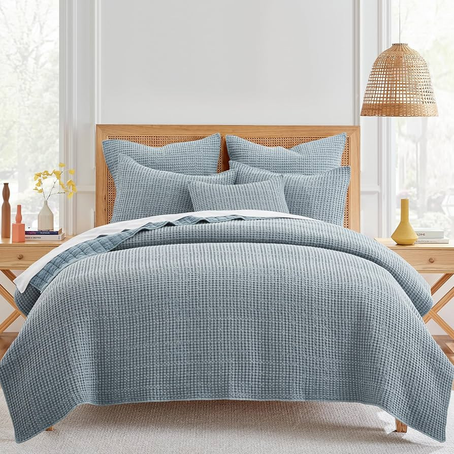 Levtex Home - Mills Waffle - King/Cal King Quilt Set - Chambray Cotton Waffle - Quilt Size (106 x... | Amazon (US)