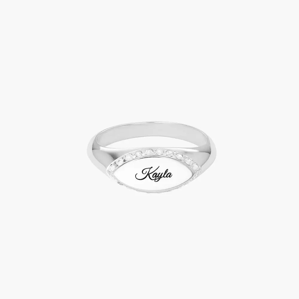 Anya Marquise Signet Ring- Sterling Silver | Oak & Luna (US)