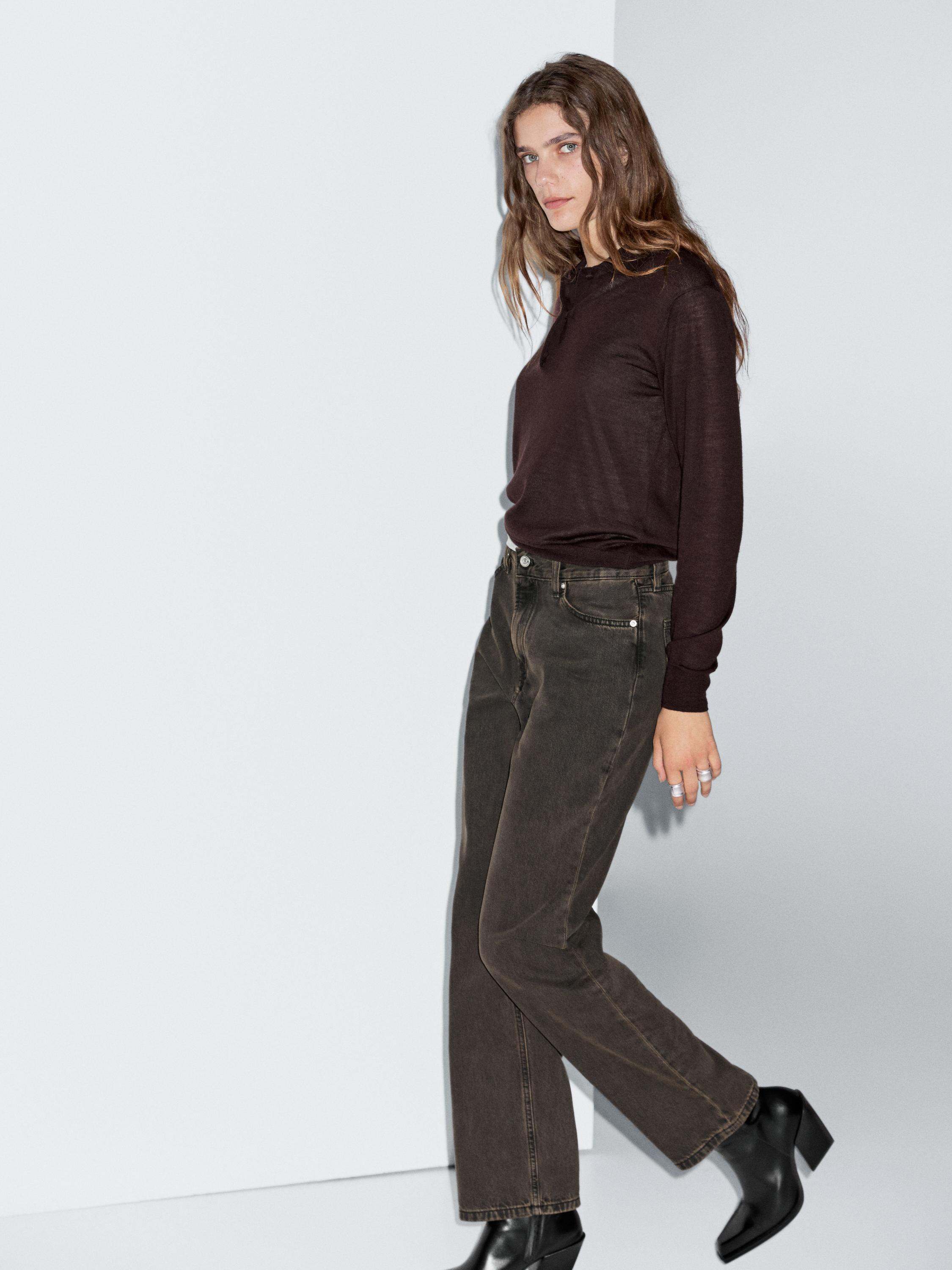 100% wool knit polo sweater | Massimo Dutti UK