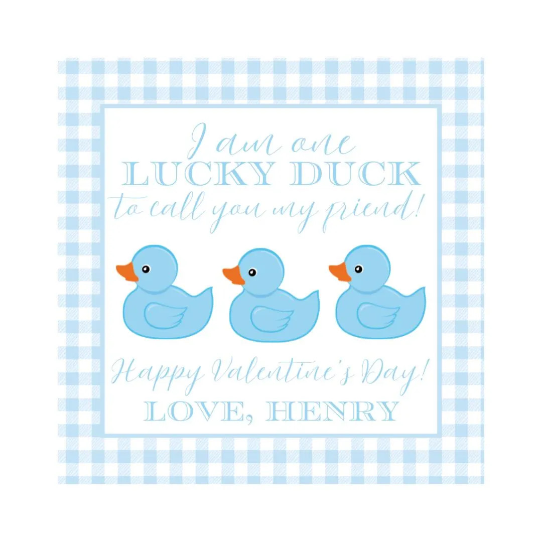Valentine Gift Tag Rubber Duck Lucky Duck Boy/toddler/kindergarten Valentines Gift Tag Valentines... | Etsy (US)