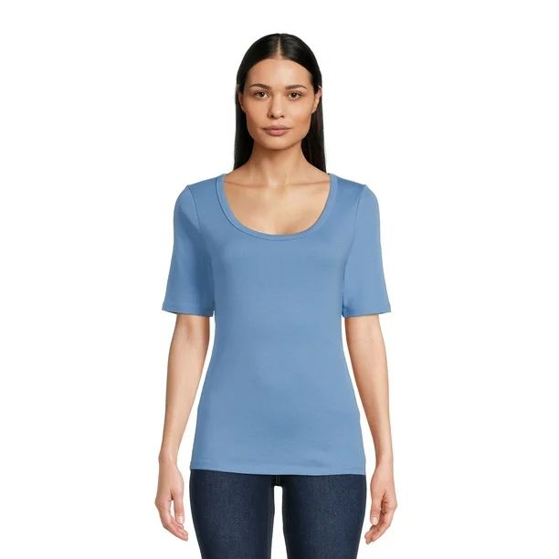 Time and Tru Women's T-Shirt with Elbow Length Sleeves | Walmart (US)