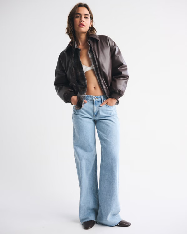 Vegan Leather Bubble Hem Coat | Abercrombie & Fitch (US)